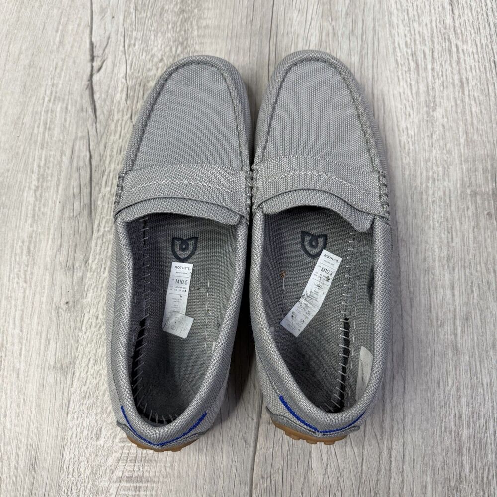 Rothys Driving Loafer Shoes Mens 10.5 Wolf Grey Knit Recycled Slip On Penny S - Picture 6 of 9